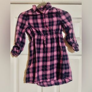 True Craft Pink and Black Peplum Shirt Dress